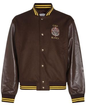 CASABLANCA Embroidered Varsity Jacket - Brown