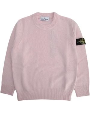 Stone Island Junior Logo Patch Crewneck Sweater - Pink