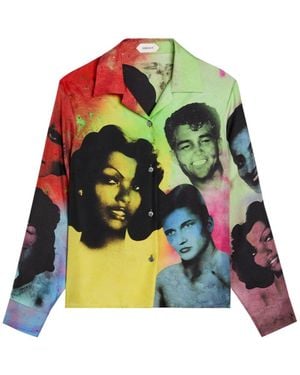 Versace Printed Silk-Twill Shirt - Green