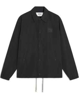 Maison Kitsuné Logo-Print Buttoned Jacket - Blue