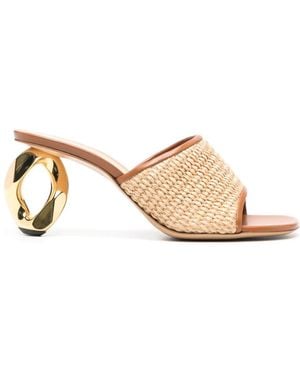 JW Anderson 80Mm Chain-Heel Raffia Mules - Natural