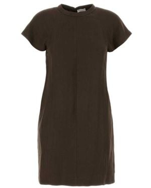 Brunello Cucinelli Short-Sleeve Mini Dress - Brown