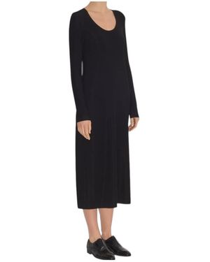Partow Tina Crew Neck Long Sleeve Jersey Midi Dress - Black