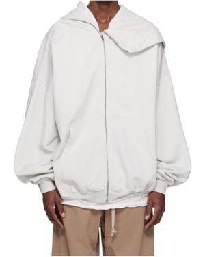 Rick Owens Temple Mountain Hun Zip-Up Hoodie - White