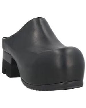 Rick Owens Leather Platform Slippers - Black
