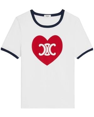 Celine Heart Triomphe T-Shirt - White