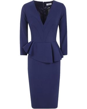 Elisabetta Franchi Asymmetrical Ruffled Dress - Blue