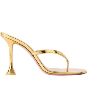 AMINA MUADDI Juliette 95 Metallic Leather Thong Sandals