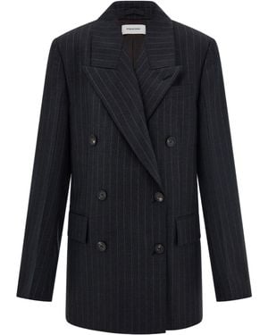 Ferragamo Double-Breasted Pinstripe Suit Jacket - Blue