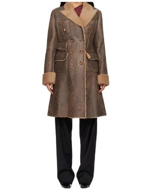 Vivienne Westwood Double-Breasted Leather Coat - Natural