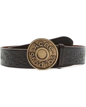 Acne Studios Logo-Buckle Leather Belt - White