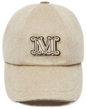 Max Mara Cashmere Drap Baseball Cap - White