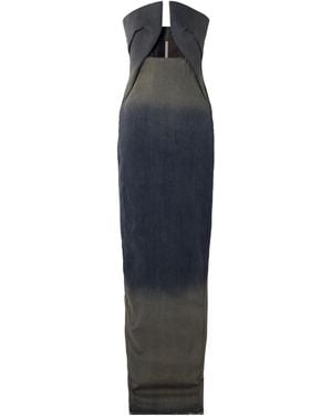 Rick Owens Prong Strapless Dégradé Stretch-Denim Gown - Blue