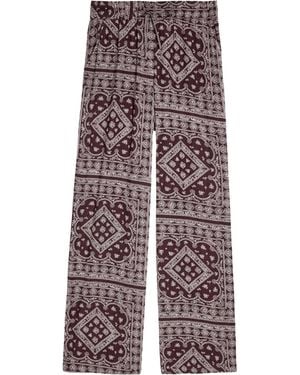 Veronica Beard Cotton Relaxed-Fit Wide-Leg Trousers - Purple