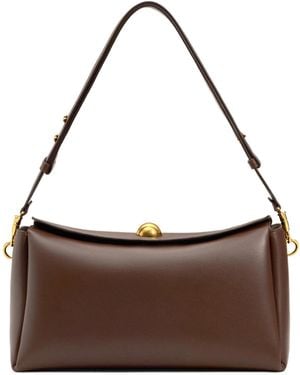 Ami Paris Smooth Leather Carrousel Medium Bag - Brown