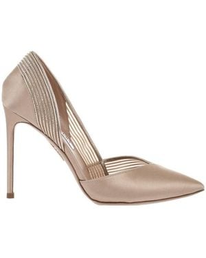 Aquazzura Pointed-Toe Court Shoes With Rhinestone Details - White