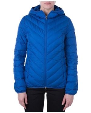 EA7 Logo Hooded Down Jacket - Blue