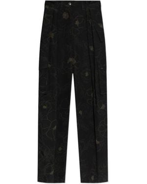 Dries Van Noten Graphic Print Cargo Trousers - Black