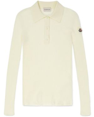 Moncler Logo Long-Sleeve Polo Shirt - White