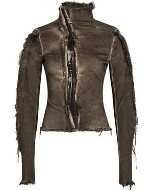 Rick Owens Gary Distressed Cotton-Blend Jacket - Green