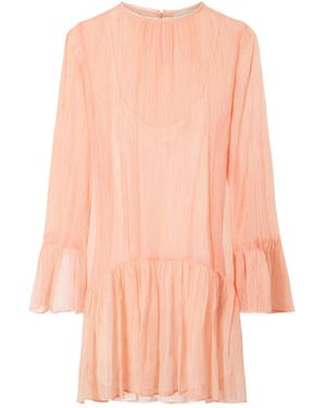Ulla Johnson Emmeline Gathered Tiered Silk-Chiffon Mini Dress - Pink