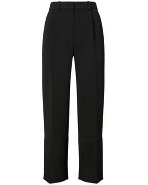 Tory Burch Cropped Satin-Cuff Trousers - Black