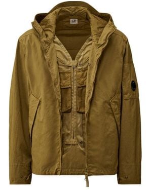 C.P. Company Twill Vest-Lined Hooded Jacket - Green