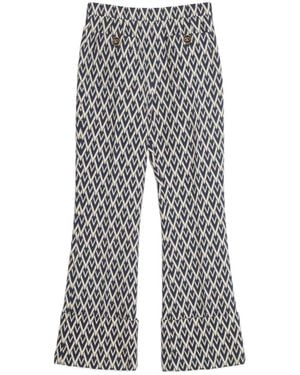 Valentino Monogram Patterned Flared Pants - Gray