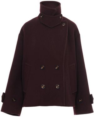Chloé Chloé Double-Breasted Oversized Short Coat - Purple