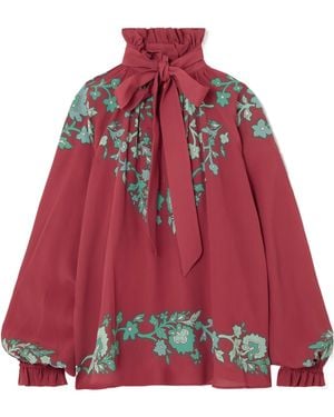 La DoubleJ Cerere Floral Ruffled Blouse - Red