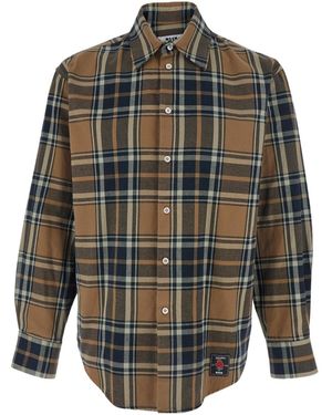 MSGM Long Sleeved Checked Shirt - Grey