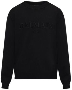 Balmain Logo-Embroidered Jumper - Black