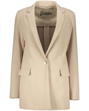 Herno Single-Breasted Tailored Blazer - Natural