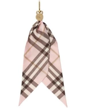 Burberry Check Silk Scarf Charm - Pink