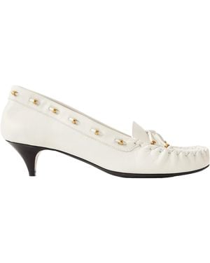 KHAITE Milly Embellished Whipstitched Textured-Leather Court Shoes - White