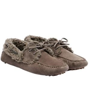 Brunello Cucinelli Monili Shearling-Trimmed Suede Moccasins - Brown