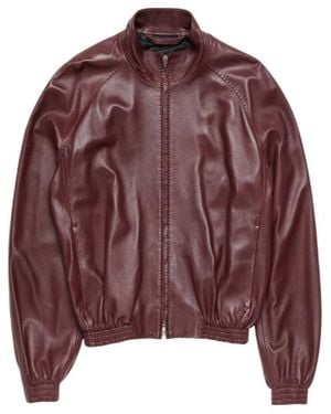 Acne Studios Full-Zip Leather Jacket - Brown