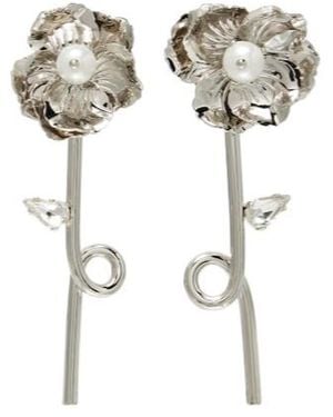 Simone Rocha Crystal-Embellished Faux Pearl Earrings - White