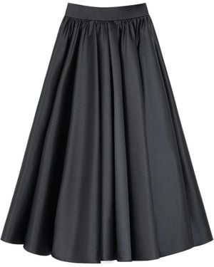 Patou Volume High Rise Satin Midi Skirt - Black