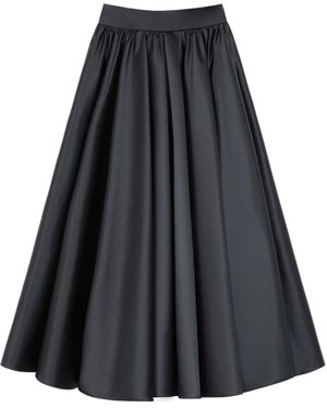 Patou Volume High Rise Satin Midi Skirt - Black
