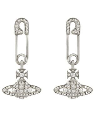 Vivienne Westwood Lucrece Safety Pin Drop Earrings - White
