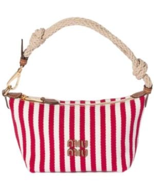 Miu Miu Cotton And Leather Pouch - Red