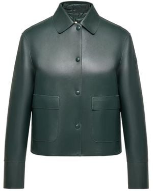 Moncler Haricot 3-In- Leather Down Shirt Jacket - Green