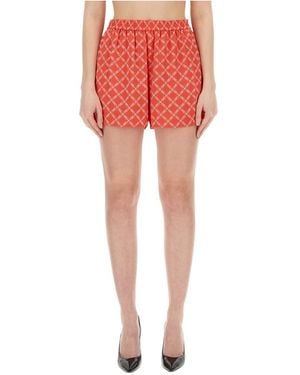 MICHAEL Michael Kors Empire Logo-Print Satin Shorts - Red
