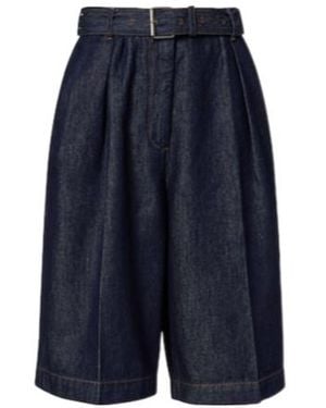 Dries Van Noten Pleated Denim Shorts - Blue