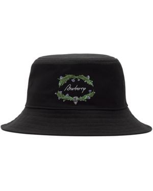Burberry Embroidered Logo Bucket Hat - Black
