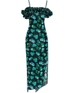 Coperni Ruffle-Detail Midi Dress - Green