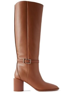 Zimmermann Eddie Lace-Up Fan-Shaped Knee-High Boots - Brown