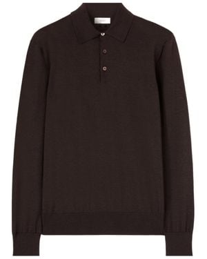 Agnona Long-Sleeve Polo Shirt - Black