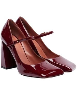 AMINA MUADDI Patent Leather Mary Jane Court Shoes - Red